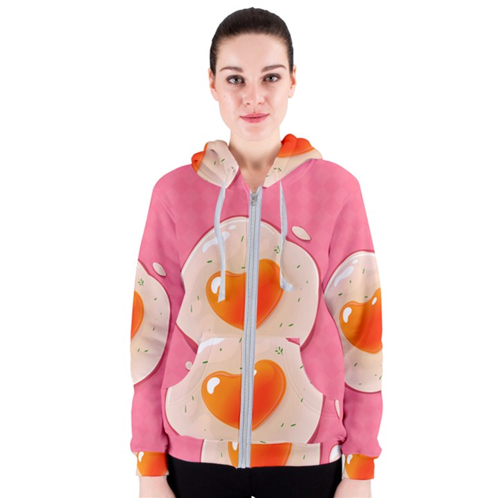 Omelette Heart Pink Valentine Women s Zipper Hoodie