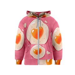 Omelette Heart Pink Valentine Kids  Zipper Hoodie by Bajindul