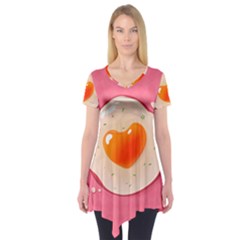 Omelette Heart Pink Valentine Short Sleeve Tunic  by Bajindul