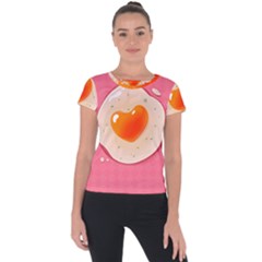 Omelette Heart Pink Valentine Short Sleeve Sports Top  by Bajindul