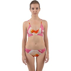 Omelette Heart Pink Valentine Wrap Around Bikini Set by Bajindul