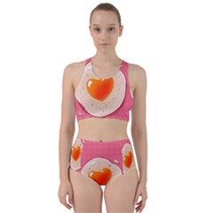 Omelette Heart Pink Valentine Racer Back Bikini Set by Bajindul