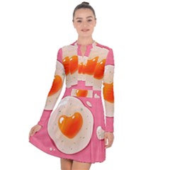 Omelette Heart Pink Valentine Long Sleeve Panel Dress by Bajindul