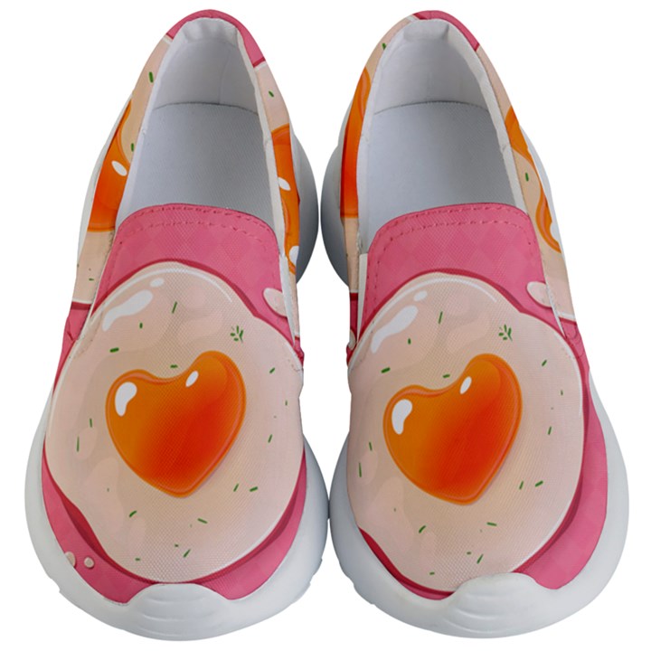 Omelette Heart Pink Valentine Kids  Lightweight Slip Ons