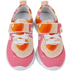 Omelette Heart Pink Valentine Kids  Velcro Strap Shoes by Bajindul