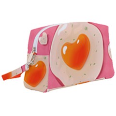 Omelette Heart Pink Valentine Wristlet Pouch Bag (large) by Bajindul