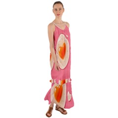 Omelette Heart Pink Valentine Cami Maxi Ruffle Chiffon Dress by Bajindul