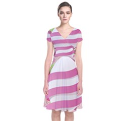 Easter Egg Short Sleeve Front Wrap Dress by Bajindul