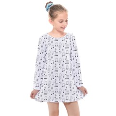 Music Notes Background Kids  Long Sleeve Dress by Bajindul