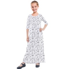 Music Notes Background Kids  Quarter Sleeve Maxi Dress by Bajindul