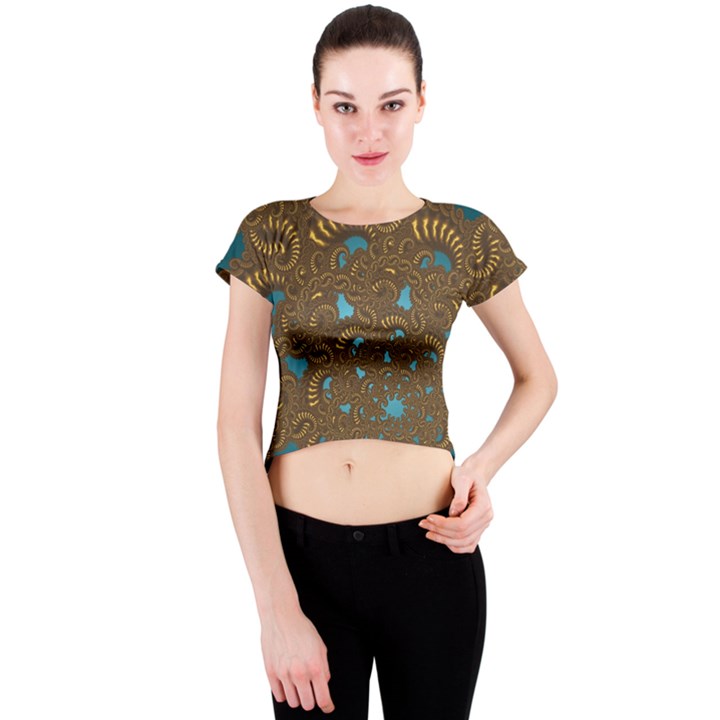 Fractal Abstract Crew Neck Crop Top