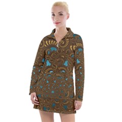 Fractal Abstract Women s Long Sleeve Casual Dress