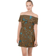 Fractal Abstract Off Shoulder Chiffon Dress by Bajindul