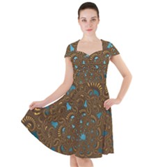 Fractal Abstract Cap Sleeve Midi Dress by Bajindul