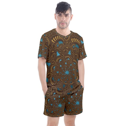 Fractal Abstract Men s Mesh Tee And Shorts Set by Bajindul