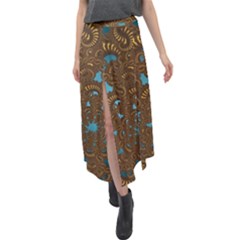 Fractal Abstract Velour Split Maxi Skirt by Bajindul