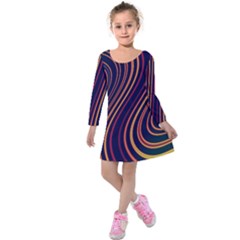 Fractal Mathematics Generated Kids  Long Sleeve Velvet Dress by Bajindul