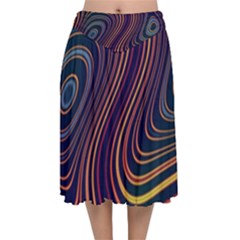 Fractal Mathematics Generated Velvet Flared Midi Skirt by Bajindul