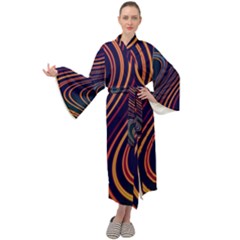 Fractal Mathematics Generated Maxi Tie Front Velour Kimono