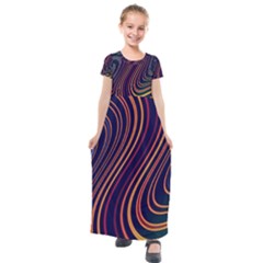 Fractal Mathematics Generated Kids  Short Sleeve Maxi Dress by Bajindul