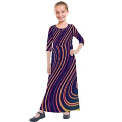 Fractal Mathematics Generated Kids  Quarter Sleeve Maxi Dress by Bajindul