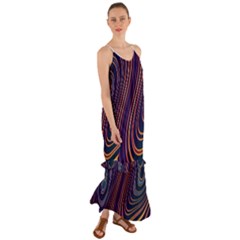 Fractal Mathematics Generated Cami Maxi Ruffle Chiffon Dress