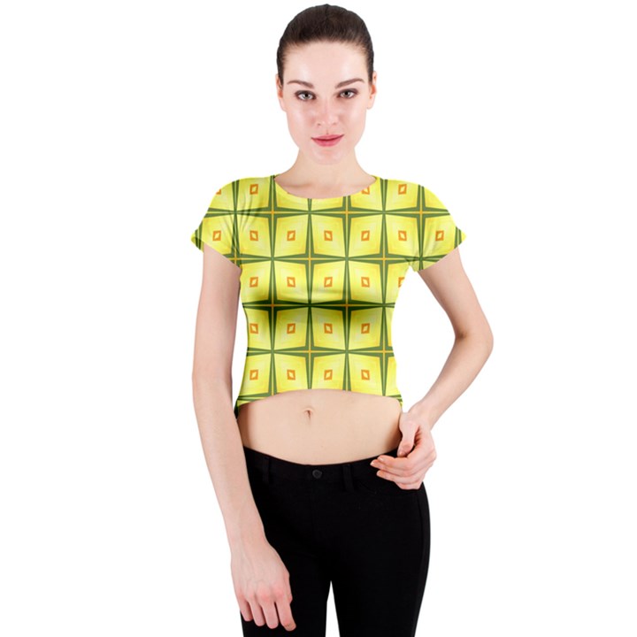 Background Pattern Gold Crew Neck Crop Top