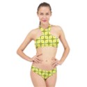 Background Pattern Gold High Neck Bikini Set View1