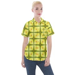 Background Pattern Gold Women s Short Sleeve Pocket Shirt