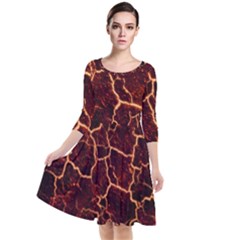 Lava Fire Quarter Sleeve Waist Band Dress