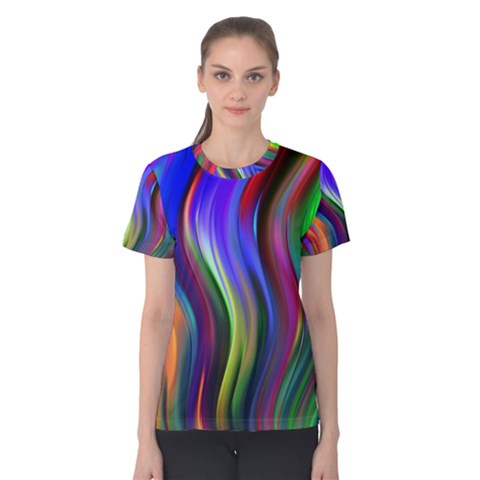 Lines Swinging Plasma Cross Women s Cotton Tee by Bajindul