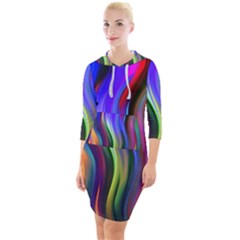 Lines Swinging Plasma Cross Quarter Sleeve Hood Bodycon Dress