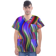 Lines Swinging Plasma Cross Men s V-neck Scrub Top