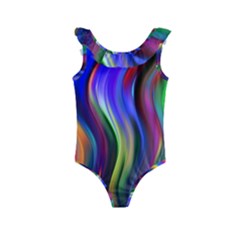 Lines Swinging Plasma Cross Kids  Frill Swimsuit by Bajindul