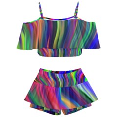 Lines Swinging Plasma Cross Kids  Off Shoulder Skirt Bikini by Bajindul