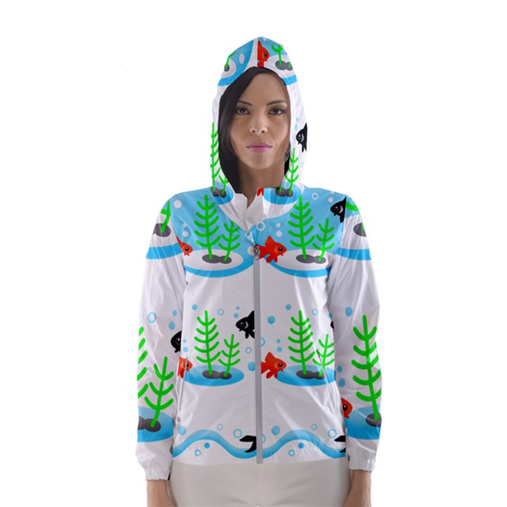 Fish Goldfish Water Women s Hooded Windbreaker