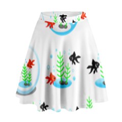 Fish Goldfish Water High Waist Skirt by Bajindul