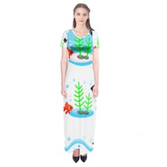 Fish Goldfish Water Short Sleeve Maxi Dress by Bajindul