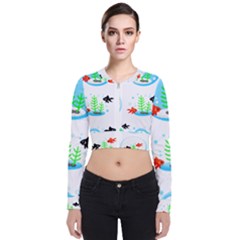 Fish Goldfish Water Long Sleeve Zip Up Bomber Jacket by Bajindul