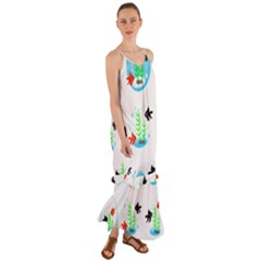 Fish Goldfish Water Cami Maxi Ruffle Chiffon Dress