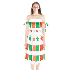 Christmas Bunting Banners Tasse Shoulder Tie Bardot Midi Dress by Bajindul