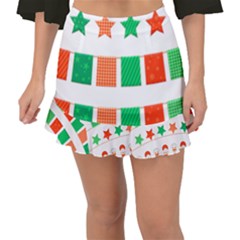 Christmas Bunting Banners Tasse Fishtail Mini Chiffon Skirt