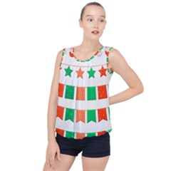 Christmas Bunting Banners Tasse Bubble Hem Chiffon Tank Top by Bajindul