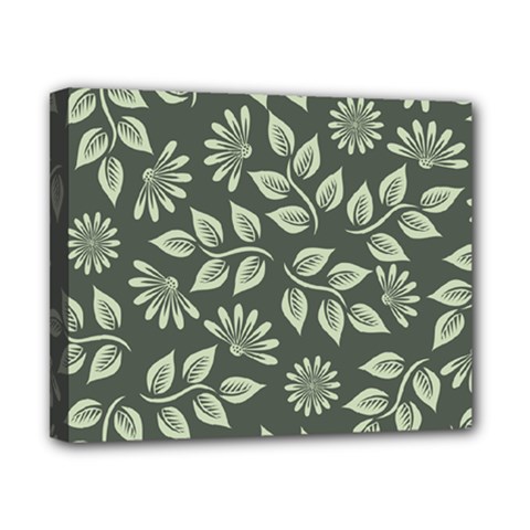 Flowers Pattern Spring Green Canvas 10  X 8  (stretched) by Bajindul