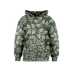 Flowers Pattern Spring Green Kids  Pullover Hoodie by Bajindul