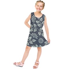 Flowers Pattern Spring Green Kids  Tunic Dress by Bajindul