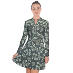 Flowers Pattern Spring Green Long Sleeve Panel Dress by Bajindul