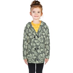 Flowers Pattern Spring Green Kids  Double Breasted Button Coat by Bajindul