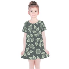 Flowers Pattern Spring Green Kids  Simple Cotton Dress by Bajindul