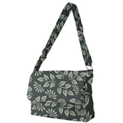 Flowers Pattern Spring Green Full Print Messenger Bag by Bajindul